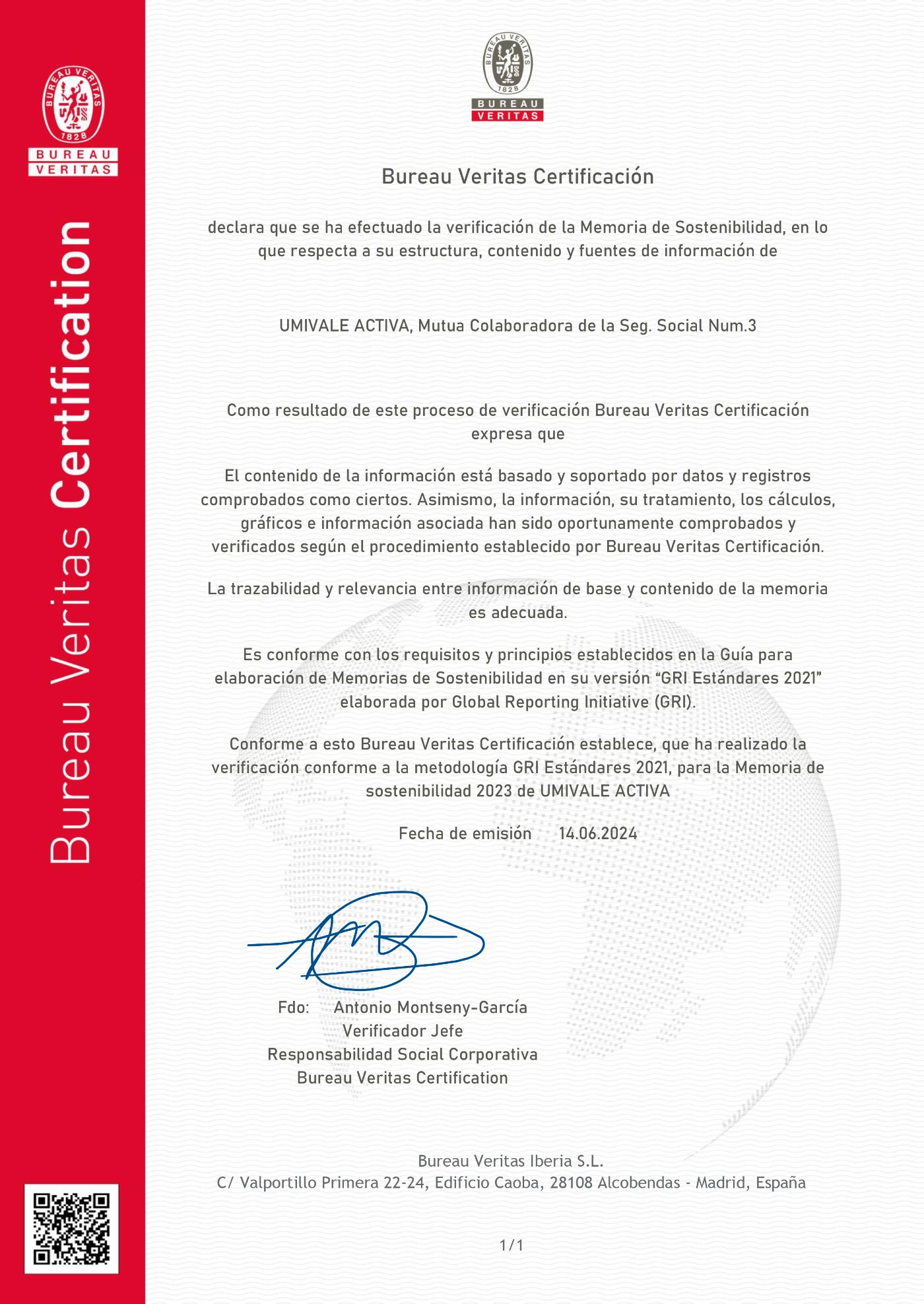 Informe de verificación de memorias