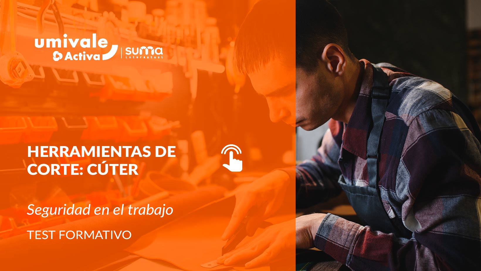 Persona cortando con un cúter industrial